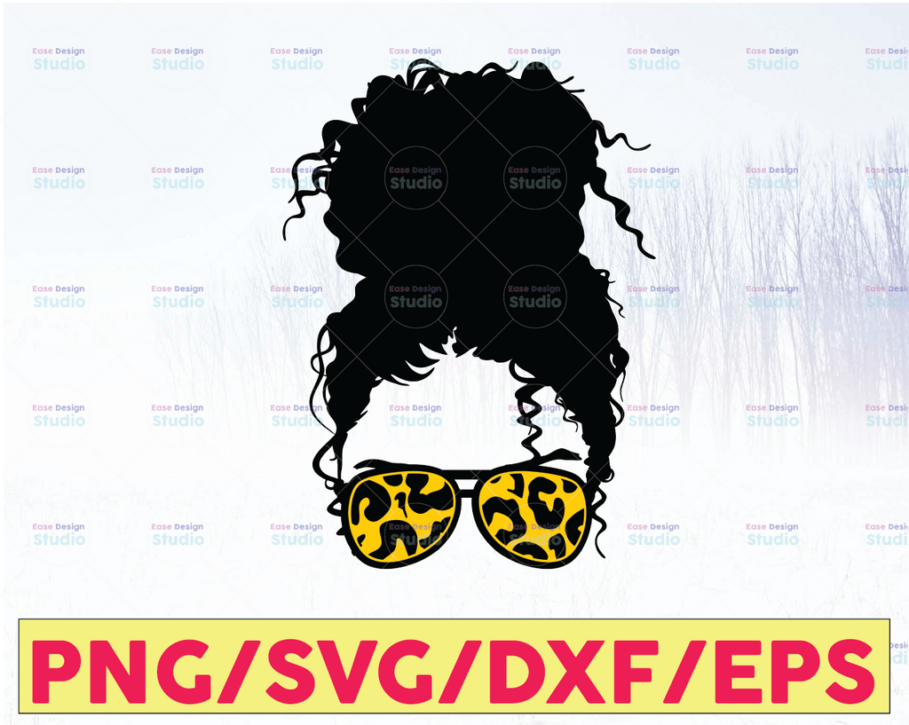 Messy Bun with Sunglasses svg, Melanin, High Bun svg, Black Girl Magic, Leopard Prints svg, File for Cricut, Silhouette