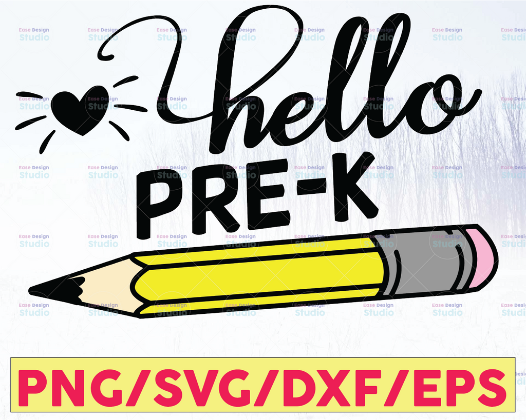 Hello Pre-K SVG, Hello Preschool SVG, School SVG, Digital Download/Cricut, Silhouette