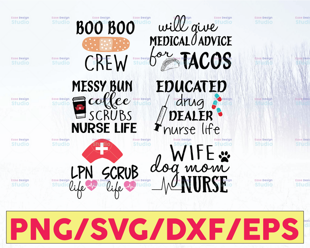 Nurse Svg Bundle - 14 Designs, Nurse Week, Nurse Shirt, CNA, CMA, Lpn, Cut Files, Nurse Svg, Funny, Wife Dog Mom Nurse, Cricut, Silhouette
