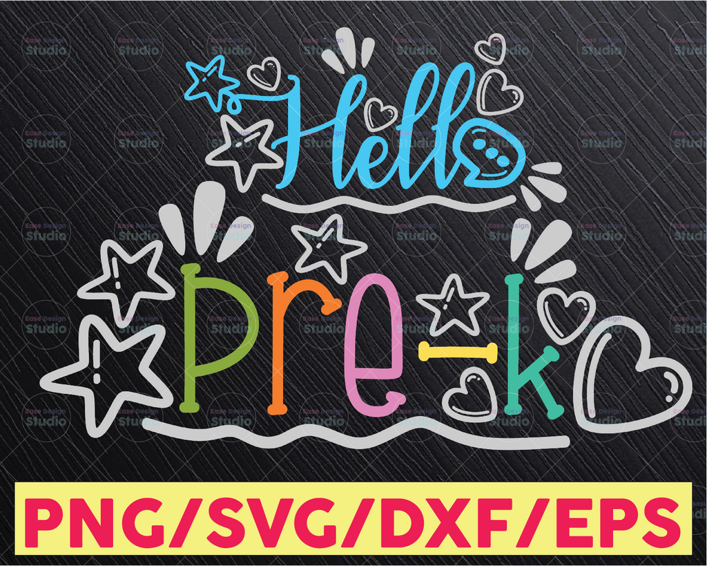 Hello Pre-K SVG, Back To School SVG, PreK Svg, First Day Of School, Preschool, Teacher Vector, Silhouette