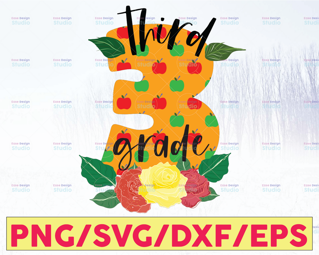 Back to school, Third grade clipart, PNG file for sublimation, first day of school, printable, 3rd grade printable
