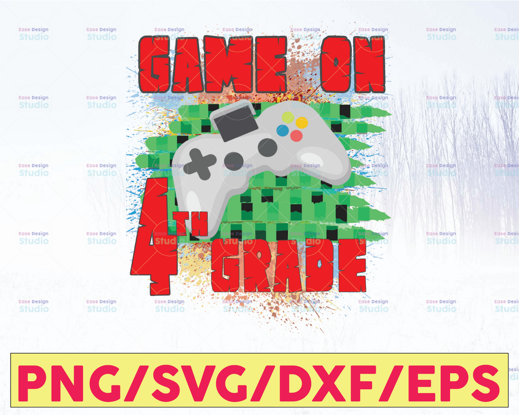 Game On 4th Grade PNG, Back to School sublimation, Kids' Video Game Saying, Teacher Design, Funny Boy Quote