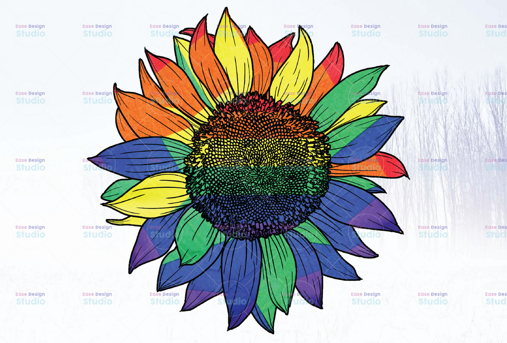 LGBT Pride colorful sunflower sublimation png file,LGBTQ pride month, sublimation design digital download , rainbow sunflower sublimate png