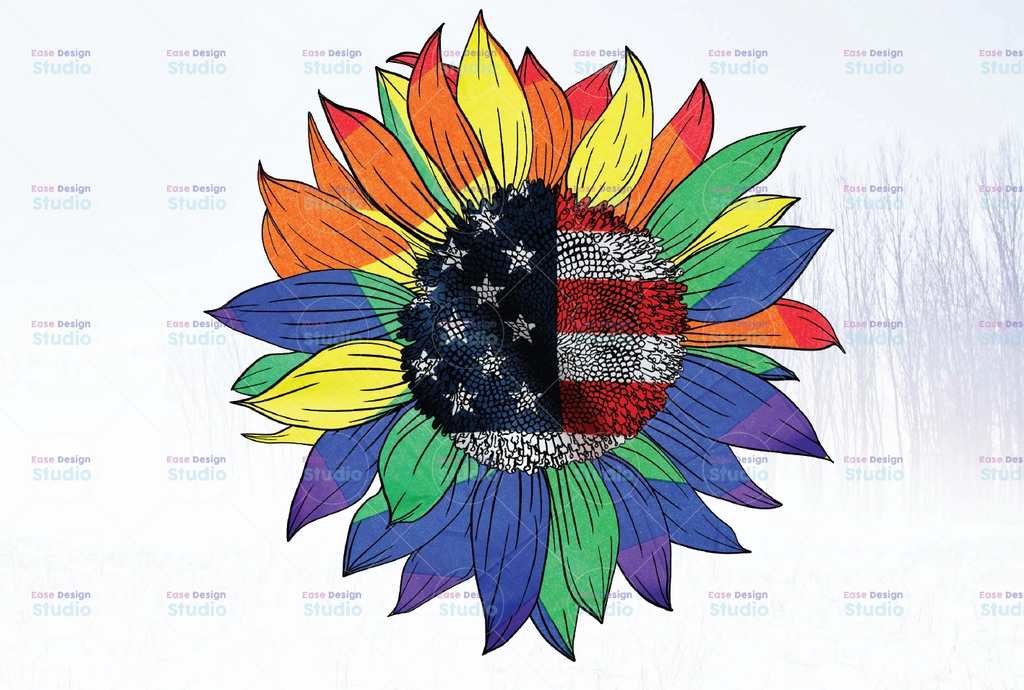Colorful Sunflower Tie Dye LGBT PNG,America Flag Sublimation Design Digital download,Sublimation png ,Waterslide png jpg