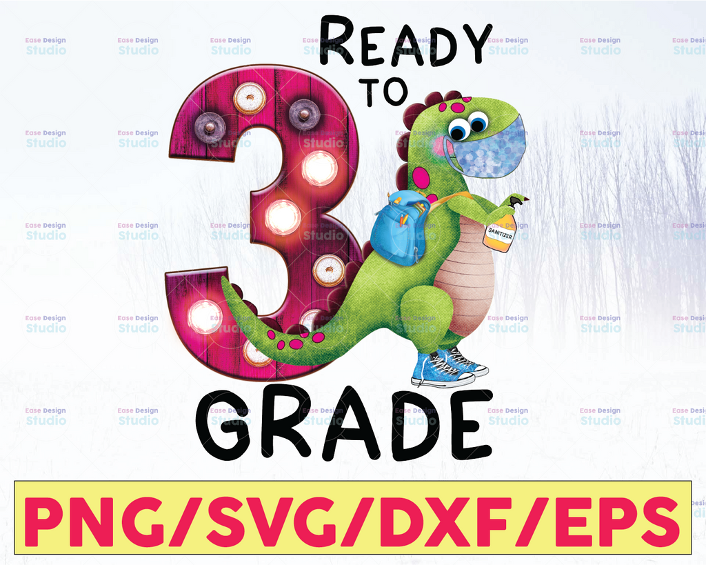 Ready To 3rd Grade Dinosaur Back to School PNG Digital Download, 3rd Grade t-shirt, Grade Dinosaur Sublimation, Back to School PNG