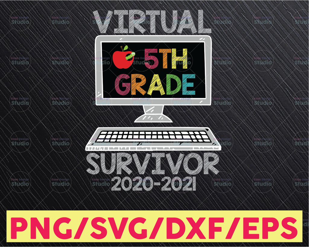 Hello Virtual Fifth Grade Survivor  PNG - Back To School png - 5th Grade png , Sublimation, Transfer, Digital Download