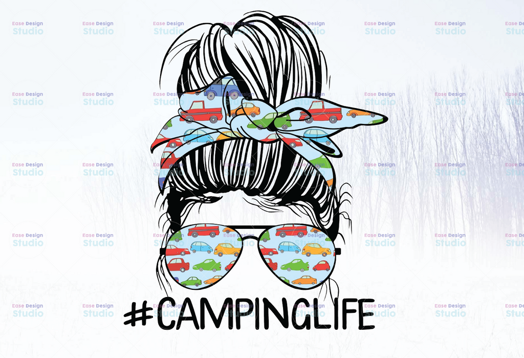 Camping Life Messy Bun Hair Mother's Day Camping Lovers, 2021 Gift shirt,Camp Squad,Happy Camper Shirt,Drunkest Bunch Png