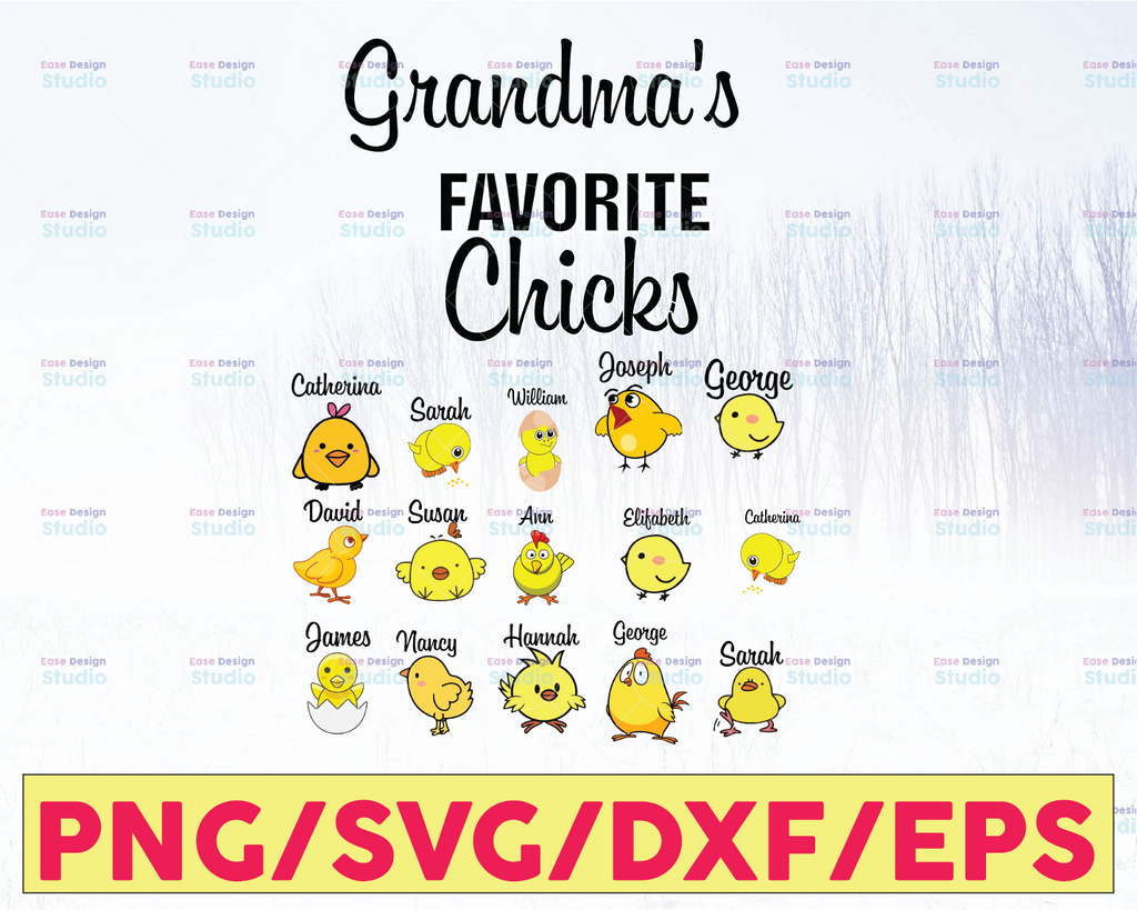 Personalized Name Grandma Svg, Grandma's favorite Chicks Svg, Granny of Chicks SVG, Grandmother Svg, Dxf, Silhouette, Cricut File