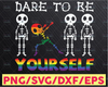 Skeleton Dabbing Dare To Be Yourself Autism Svg, LGBT Svg, Lesbian Svg, Transgender Svg, Skeleton Dabbing Svg, Autism Love Svg, Aut