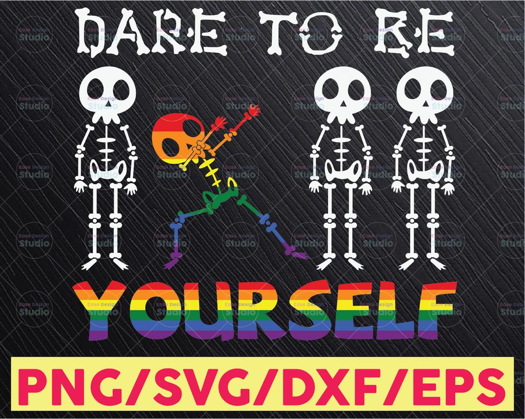 Skeleton Dabbing Dare To Be Yourself Autism Svg, LGBT Svg, Lesbian Svg, Transgender Svg, Skeleton Dabbing Svg, Autism Love Svg, Aut