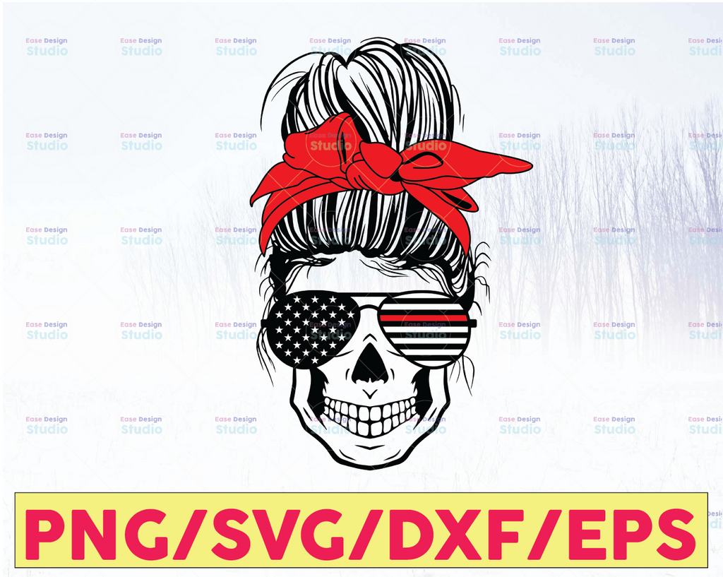 Skull Fireman Wife SVG, Messy Bun, Firefighters Support, Svg Png Printable, Sublimated Printing, Digital Print
