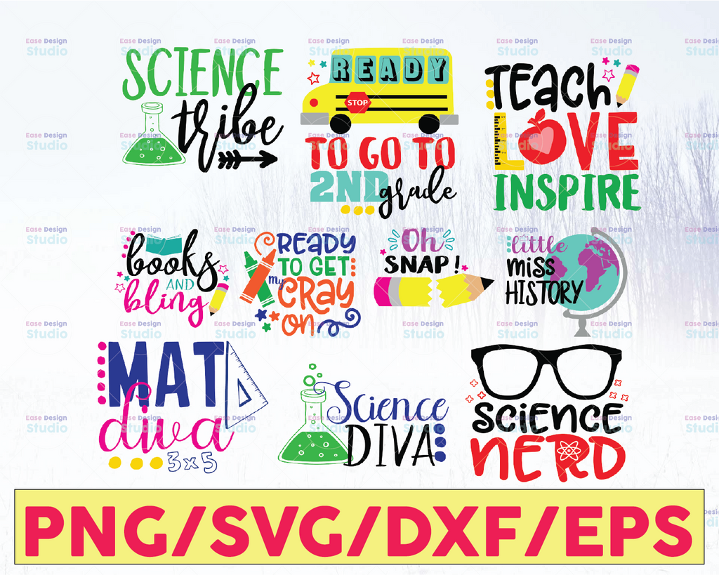 School Grade Bundle of 75 svg eps dxf png Files for Cutting Machines Cameo Cricut, Back to School, First Day Of School, Preschool