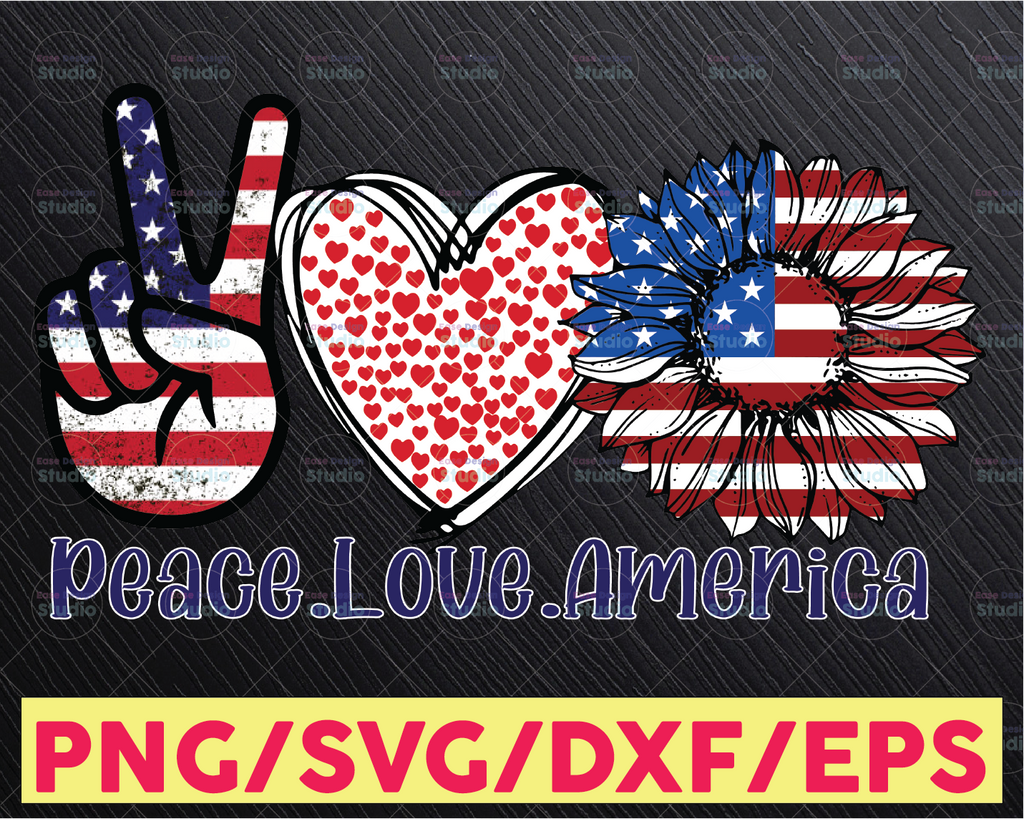 Peace Love America png, Patriotic Sunflower 4th of July sublimation designs downloads, sublimation graphics, Patriotic design, Memorial day