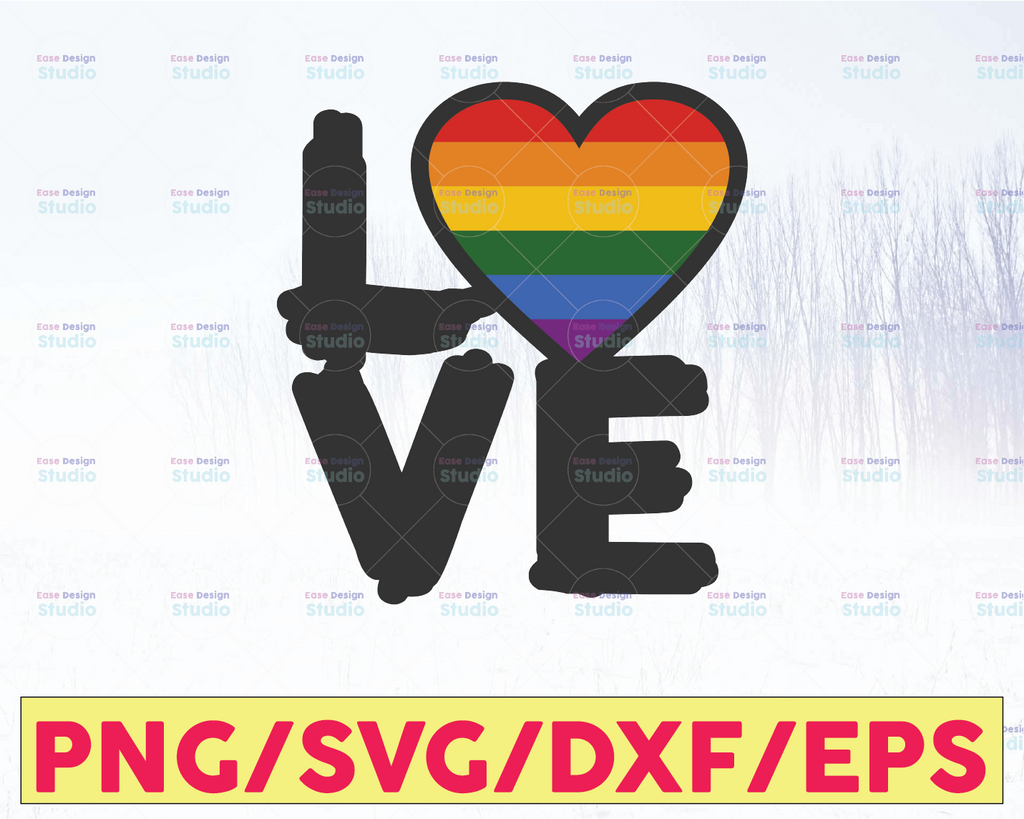 Lgbt Love Svg. Rainbow Flag Heart. Vector Cut file for Cricut, Silhouette, Pdf Png Eps Dxf, Decal, Sticker, Vinyl, Pin