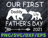 Personalized Name Our First Father's Day Bears - Instant Download Silhouette Cricut cut Cutting Machine Design Vector Art, Saying