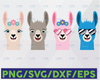 Llama Face SVG Bundle, Llama Svg, Birthday Girl Svg, Alpaca, Cute Animal, Kids Silhouette Png Eps Dxf Vinyl Decal Digital Cut Files