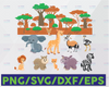 Baby Safari Animals and plant Clipart, Baby Lion SVG, Cute Giraffe Clip Art, Jungle Animals Printable Wall Art, Digital Download