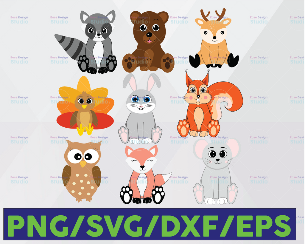 Baby Woodland Animal Cut Files, Woodland Nursery Decor, HTV SVG Files, Baby Deer and Cute Fox SVG, SVGs for Cricut & Silhouette