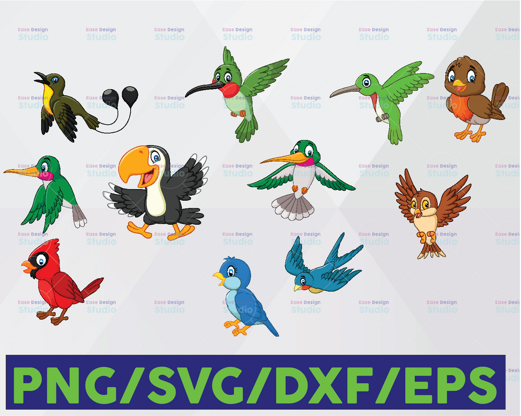 Cartoon Birds Svg, Cartoon Animals Svg, Birds for Kids Svg, Digital Files SVG Bundle, Cartoon Svg, Eps, Pdf