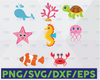 Sea Animal Cut Files, Sea Animal SVG, Sea Animal Clip Art, Cute Ocean Animals, Baby Ocean Animal SVG, Ocean Animal Cut Files, Animal SVG