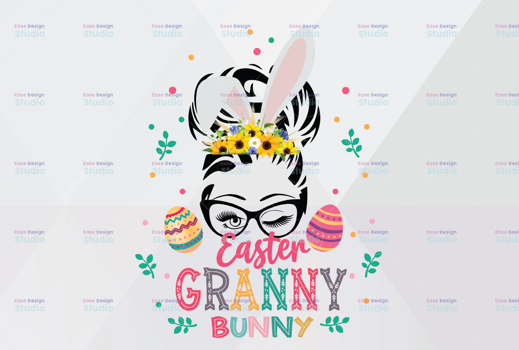 Easter Granny Bunny - Sublimation PNG - Digital Download - Digital Design - Printable - Waterslide - Easter - Rabbit - Leopard - Bunny