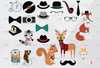 Hipster Animals Clipart - 300 DPI PNG - Animals Cute, Trendy Clip Art and Graphics