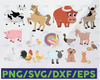 Farm animals SVG. Cricut cut files, layered files. Silhouette files. Farm Bundle svg. Farm set SVG. Farm DXF. Farm png. Farm eps. clipart.