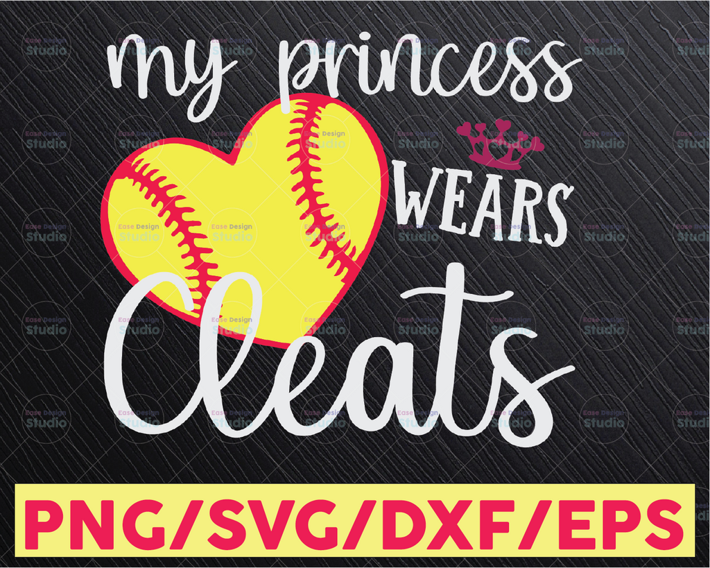 My Princess Wears Cleats Svg Png, Softball Mom Svg , Softball Mama Svg , Softball Mom Gift, Softball Lover Svg , Softball Game Day Shirt