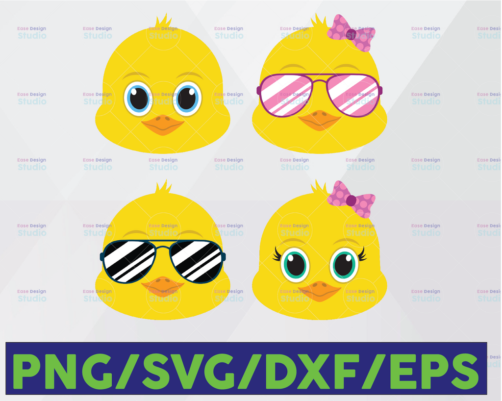 Cool Chick SVG Cut Files, Easter clipart, spring clip art, happy printable baby chicken head, farmhouse animals, cute chick face, boy, girl