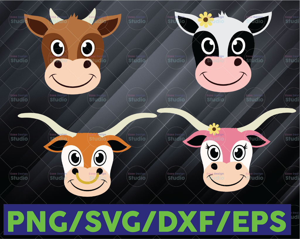 COW SVG/ ox svg/ cattle svg/ cute cow/ cow head svg/ bull svg/ farm animal svg/ clipart/ stencil/ vinyl cut files/ iron on files
