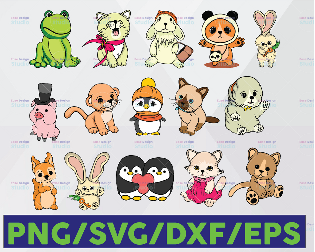 Cartoon Animals Svg, Animals for Kids Svg, Animal Cartoon Clipart - Cut animals digital design - animal graphic design SVG download