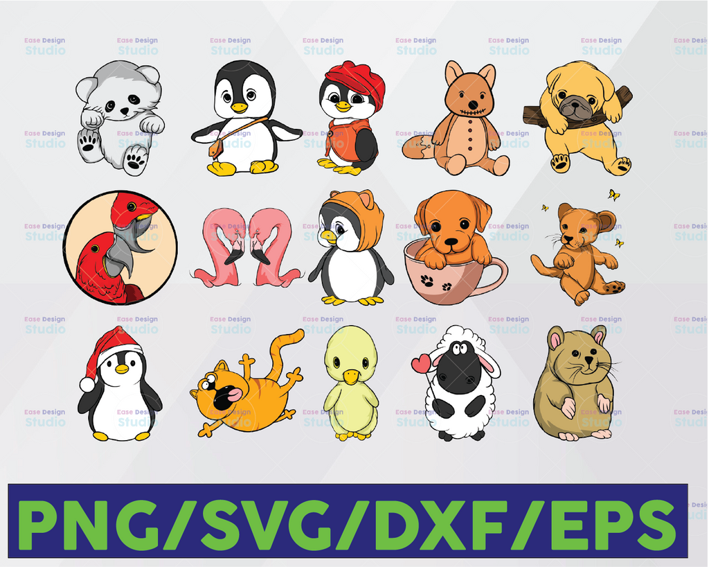 Cute Animals, Animals SVG, Animal EPS, Animals Cartoon, Wildlife PNG, Heads, Clipart, Animals Faces, Animals Bundle, Set, Animals Collection