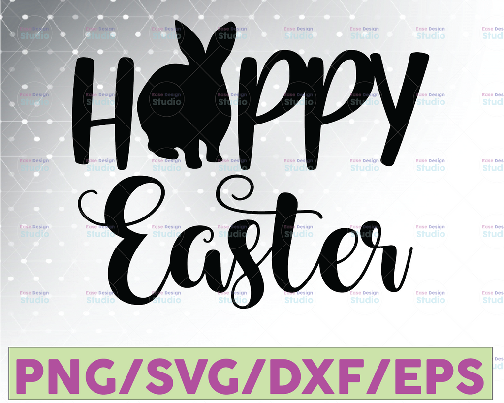 Bunny PNG | Hoppy Easter | digital download || DXF|| green spring SVG instant download