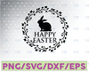 Happy Easter SVG, Easter Cut File for Cricut, Silhouette, Cameo Scan n Cut, Easter Bunny Ears Svg, Bunny Feet, Dxf, Easter Kids Shirt Svg