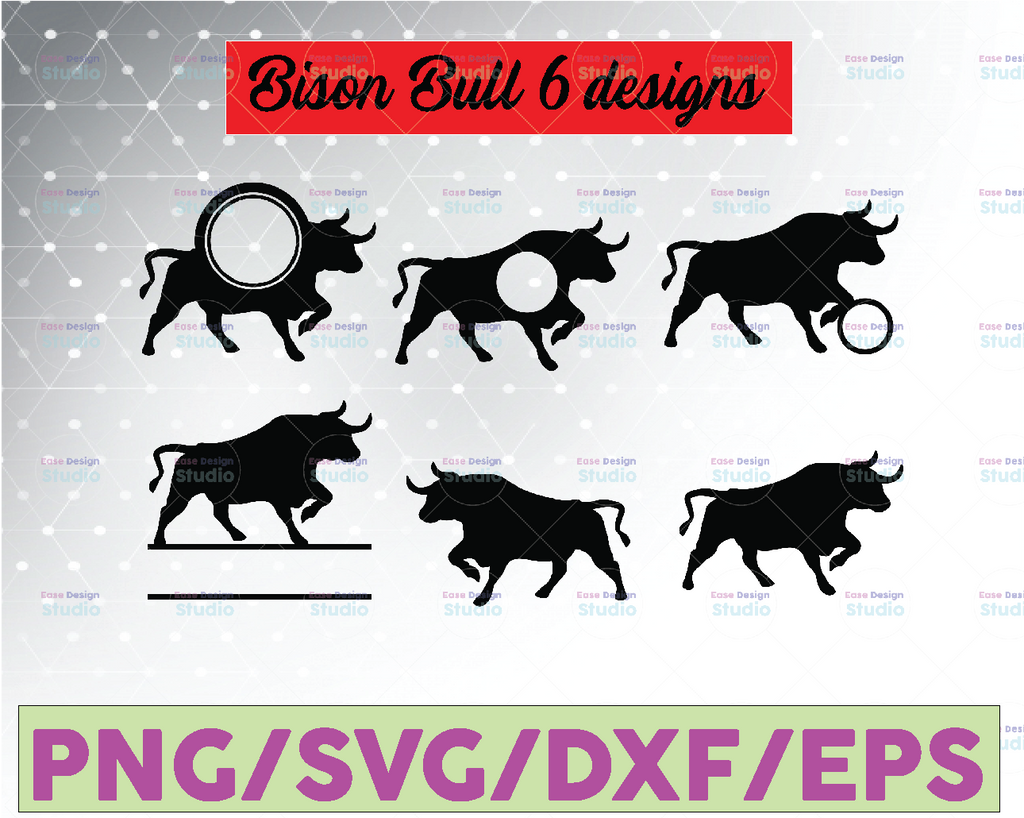 Bison Bull bundle svg, dxf, png, Bison Bull Monogram cricut, image file, digital