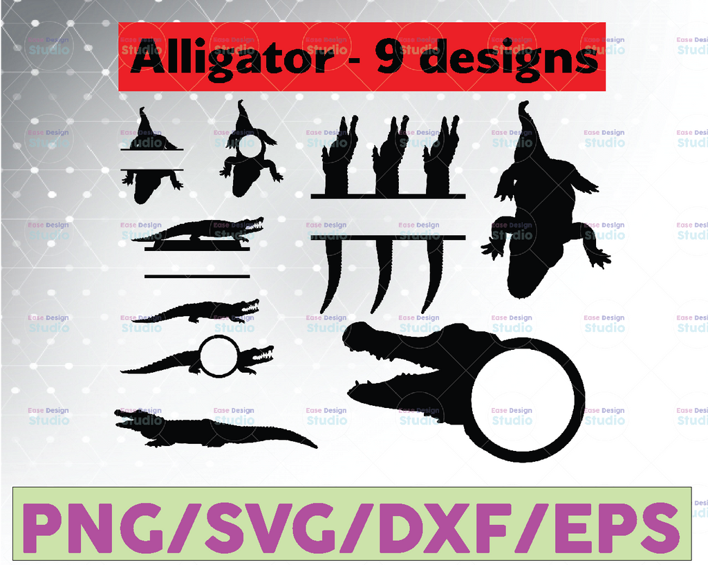 Crocodile SVG Bundle, Alligator SVG, Alligator Clipart, Cut Files For Silhouette, Files for Cricut, Alligator Vector, Svg, Dxf, Png, Design