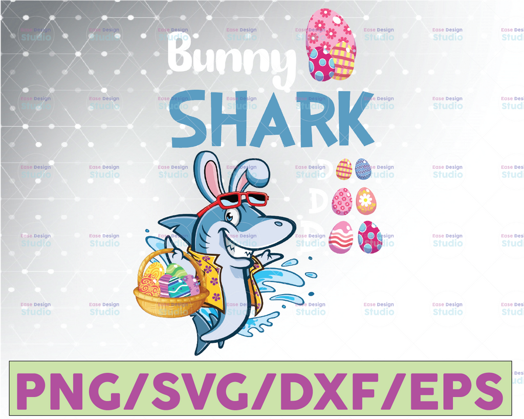 baby shark Bunny Ears Svg, Easter Shark Svg, Easter Svg, shark cut File Shirt design Iron on Sublimation svg png dxf Silhouette cricut