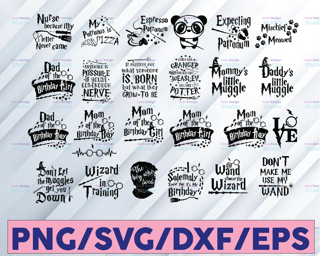 Harry Potter bundle svg, SVG, Bundle, Cricut, Vector,Cut Files,Clipart ,PNG, Cartoon, Holiday,