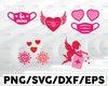 Quarantine Valentine's Day SVG Bundle - 5 items, Funny Valentines Day 2021, Heart with Face Mask, Masked Heart Svg Dxf Eps Pdf Png