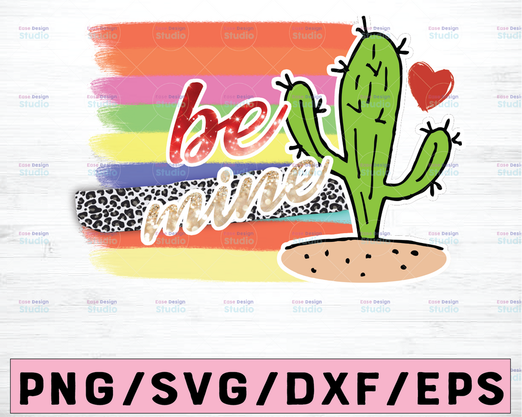 Valentines Day, Be mine clipart, Valentine png file for sublimation printing, Valentines day clipart, Cactus & serape valentine design
