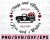 Hugs and Kisses, Love and Wishes, Vintage truck, Truck hearts, Valentine sign, Valentine Svg, Digital Download, SVG, PNG, JPEG