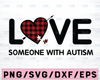 Love Someone With Autism Plaid PNG File