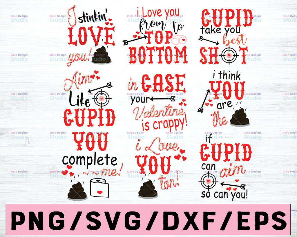 Valentine's Day Toilet Paper SVG Bundle, DXF, EPS, png Files for Cutting Machines Cameo or Cricut - Poop Svg, Valentine Svg, Valentine Gift