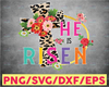 He Is Risen PNG, Cheetah, Flowers, Cross, Jesus, Print Digital Download, Sublimation Digital Download, T-Shirt Design