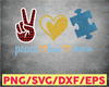 Peace love Autism Sublimation Png Digital Download, Peace Love Autism Png, Autism Awareness PNG, Glitter Blue Silver Autism Awareness png