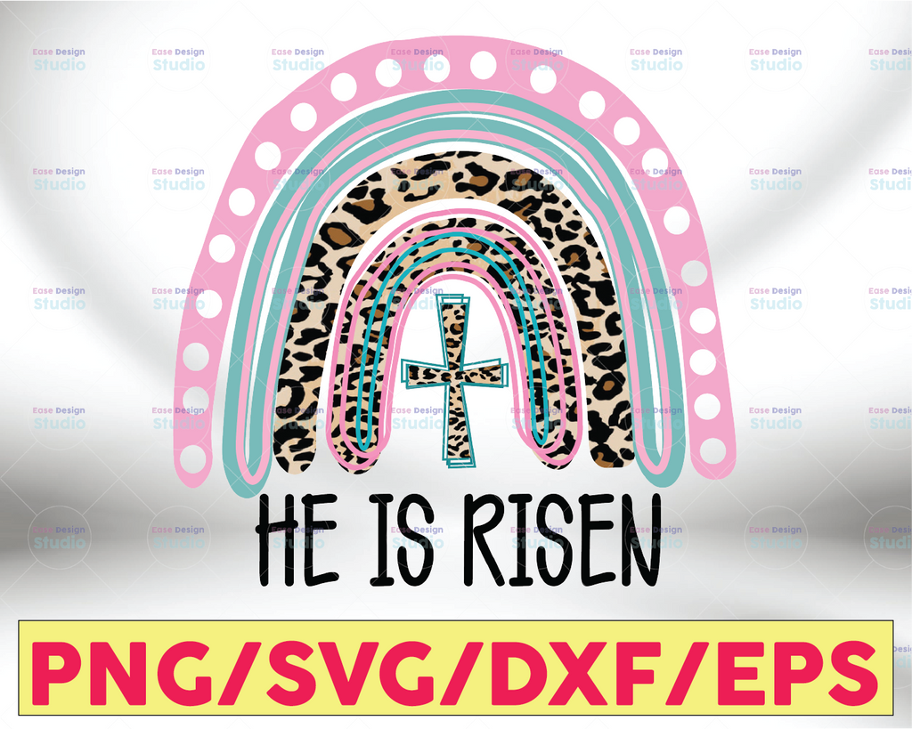 Easter Rainbow, PNG, Sublimation Design, he is risen, faith, spring, sublimate, Leopard, Cheetah, Easter PNG