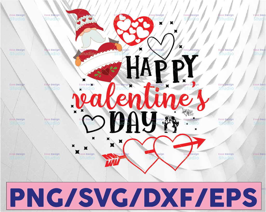 Happy Valentine's Day, Gnome Love PNG, Leopard Heart PNG for Printing