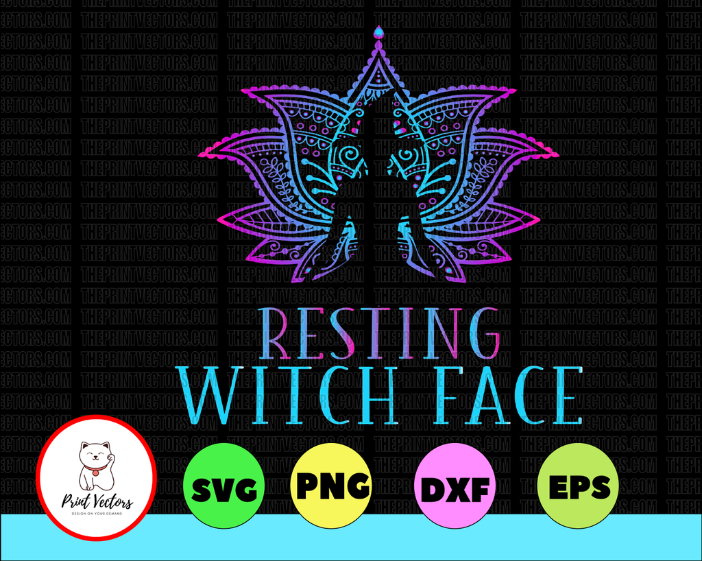 Resting Witch Face Lotus Funny Halloween Yoga Witch Costume PNG, clipart, instant download, Sublimation Graphics