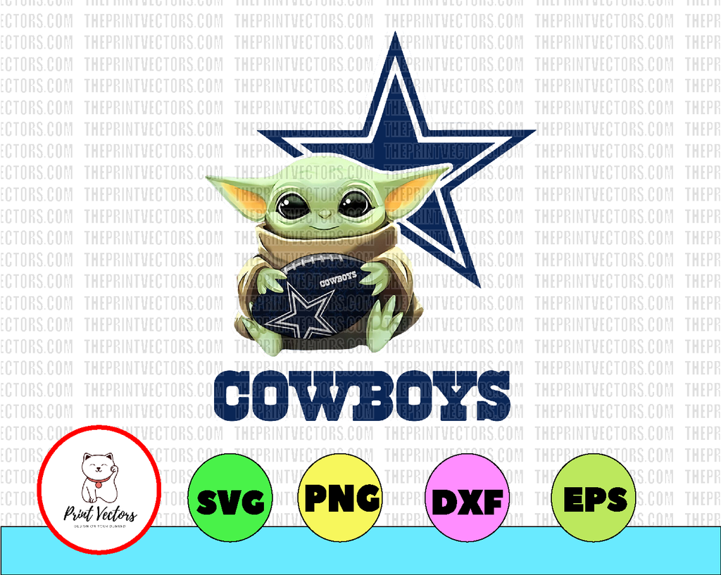 Baby Yoda with Dallas Cowboys NFL PNG,  Baby Yoda NFL png, NFL png, Sublimation ready, png files for sublimation,printing DTG printing - Sublimation design download - T-shirt design sublimation design
