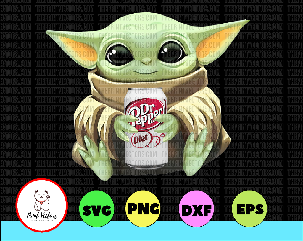 Baby Yoda with Dr Pepper Diet PNG,  Baby Yoda png, Sublimation ready, png files for sublimation,printing DTG printing - Sublimation design download - T-shirt design sublimation design